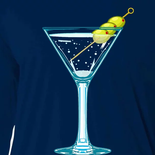 Martini Glass Green Olives Bartender Vodka Drink Cooling Performance Long Sleeve Crew