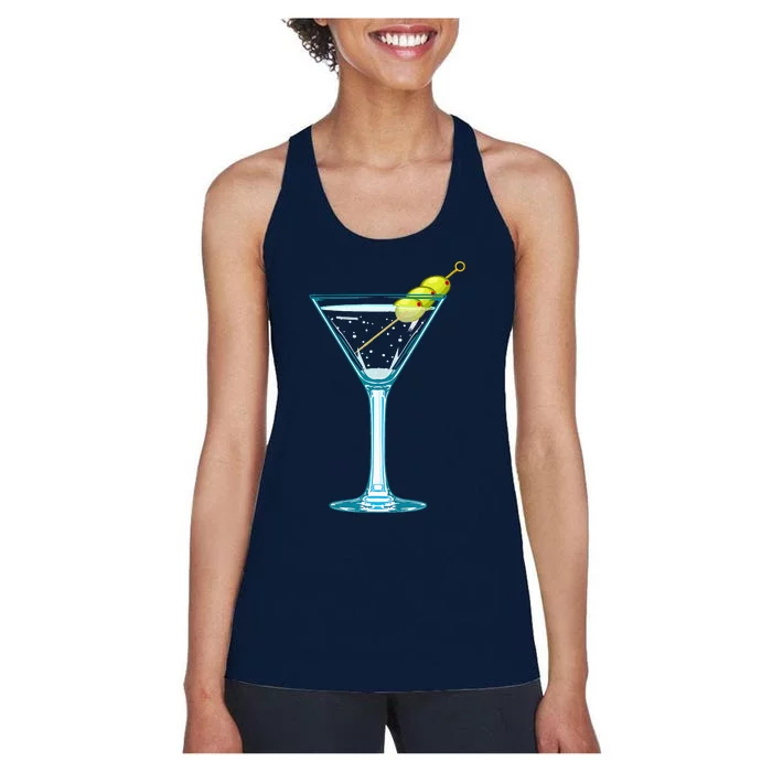 Martini Glass Green Olives Bartender Vodka Drink Women's Racerback Tank