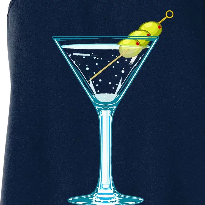 Martini Glass Green Olives Bartender Vodka Drink Women's Racerback Tank