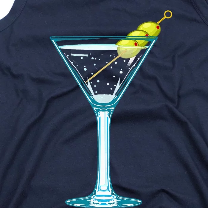 Martini Glass Green Olives Bartender Vodka Drink Tank Top