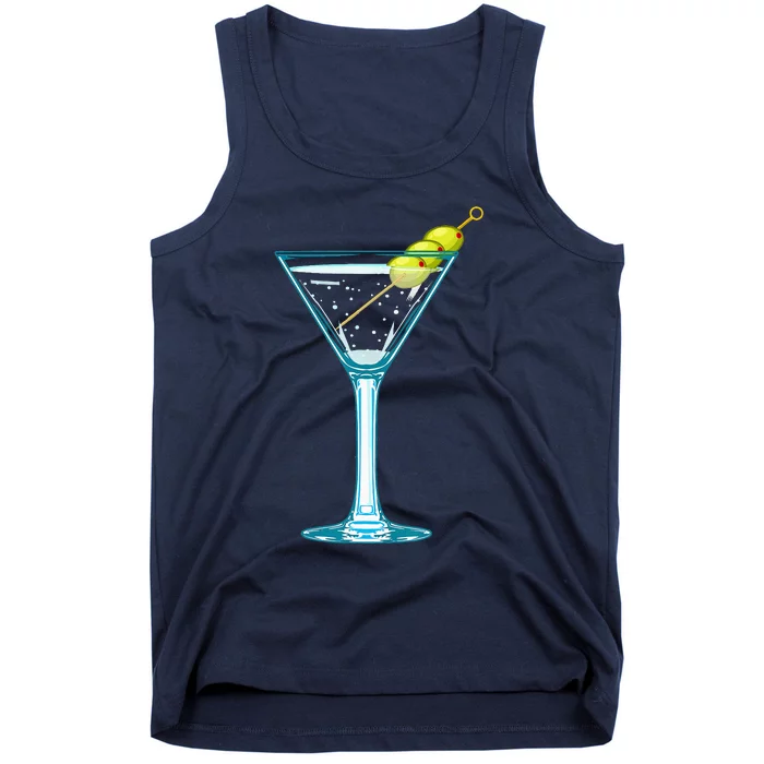 Martini Glass Green Olives Bartender Vodka Drink Tank Top