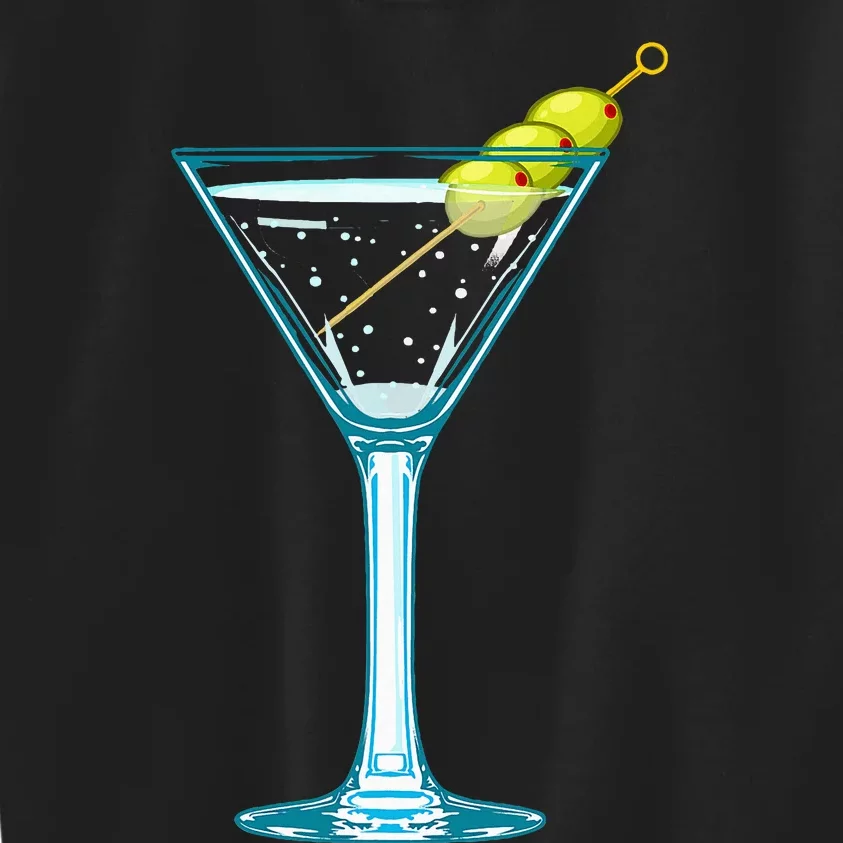 Martini Glass Green Olives Bartender Vodka Drink Kids Sweatshirt