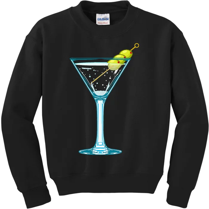 Martini Glass Green Olives Bartender Vodka Drink Kids Sweatshirt