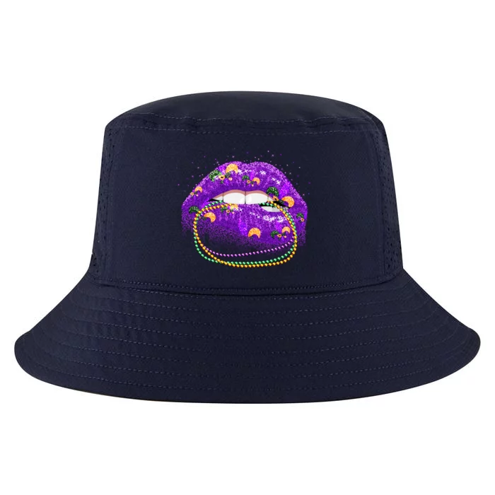 Mardi Gras Glitter Lips And Beads Cool Comfort Performance Bucket Hat