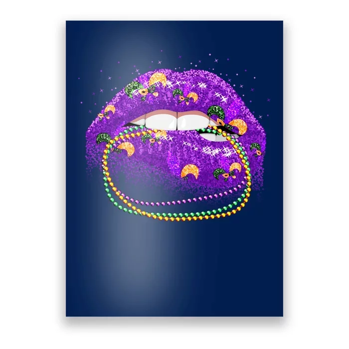 Mardi Gras Glitter Lips And Beads Poster