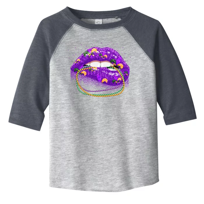 Mardi Gras Glitter Lips And Beads Toddler Fine Jersey T-Shirt