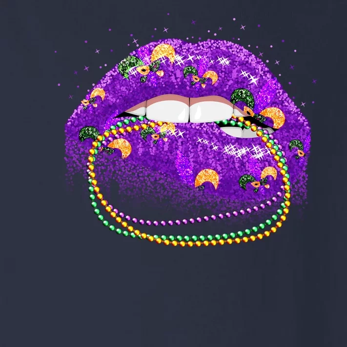 Mardi Gras Glitter Lips And Beads Toddler Long Sleeve Shirt