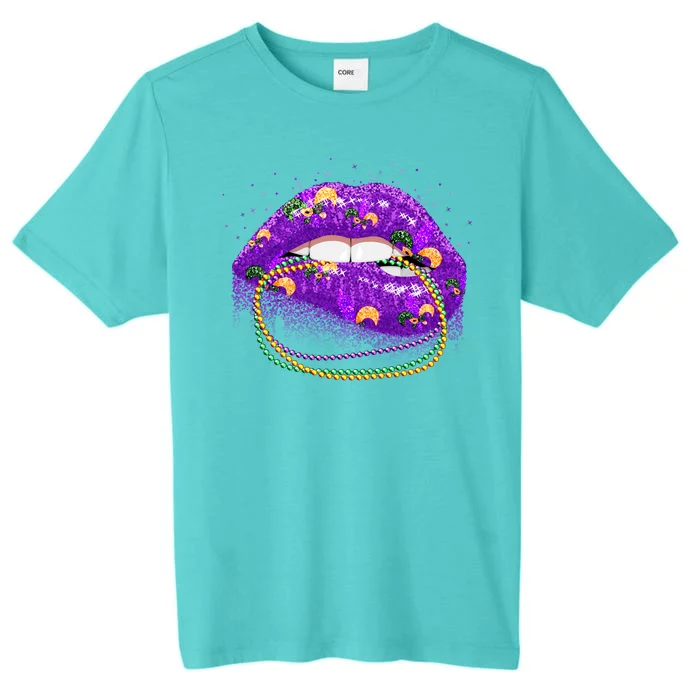 Mardi Gras Glitter Lips And Beads ChromaSoft Performance T-Shirt