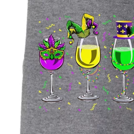 Mardi Gras Glass Of Wine Funny Drinking Wine For Doggie 3-End Fleece Hoodie