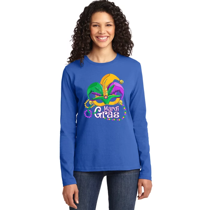 Mardi Gras Great Gift Flamingo Carnival Costume Gift Ladies Long Sleeve Shirt