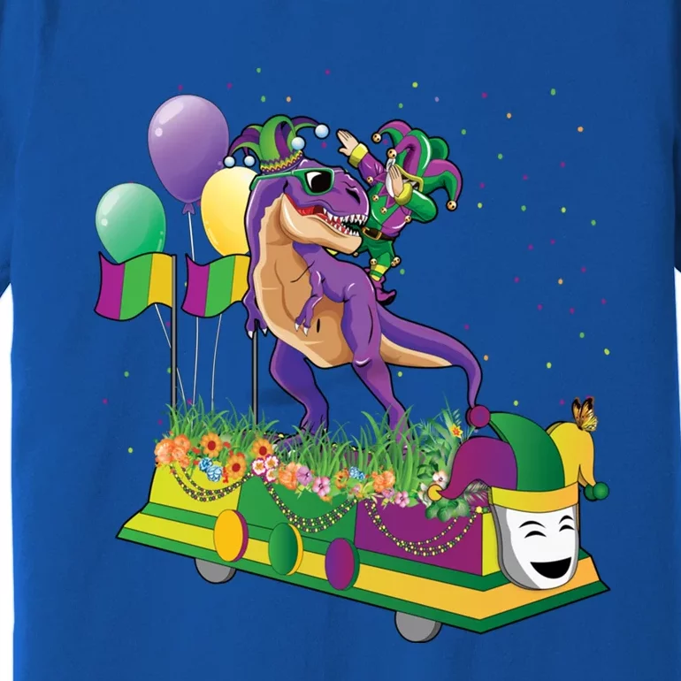 Mardi Gras Gift Dabbing Joker T Rex Dinosaur Gift Premium T-Shirt