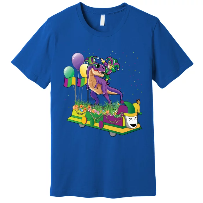 Mardi Gras Gift Dabbing Joker T Rex Dinosaur Gift Premium T-Shirt