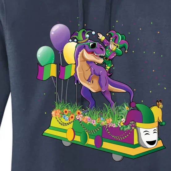 Mardi Gras Gift Dabbing Joker T Rex Dinosaur Gift Women's Pullover Hoodie