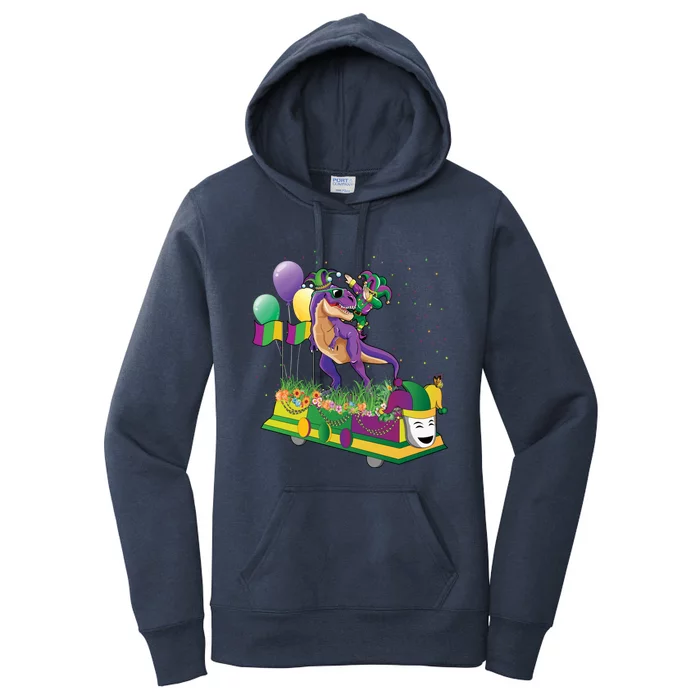 Mardi Gras Gift Dabbing Joker T Rex Dinosaur Gift Women's Pullover Hoodie