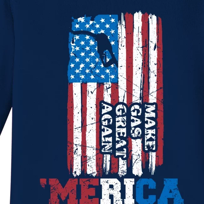 Make Gas Great Again Merica Petrol Pump Us Flag Great Gift Baby Long Sleeve Bodysuit