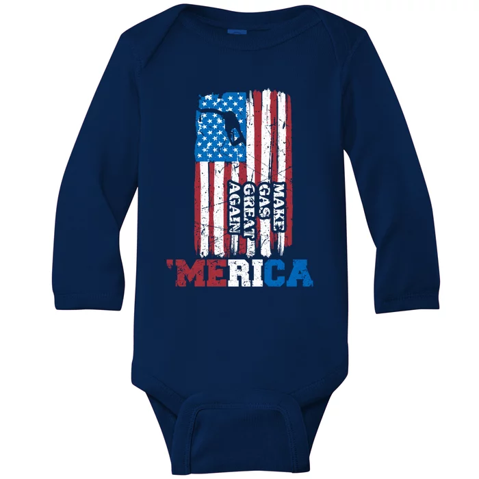 Make Gas Great Again Merica Petrol Pump Us Flag Great Gift Baby Long Sleeve Bodysuit