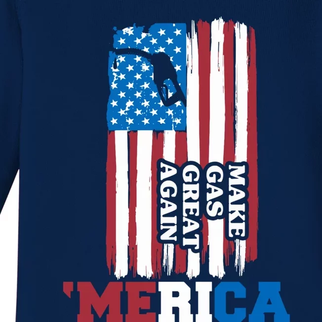 Make Gas Great Again Merica Petrol Pump Us Flag Gift Baby Long Sleeve Bodysuit