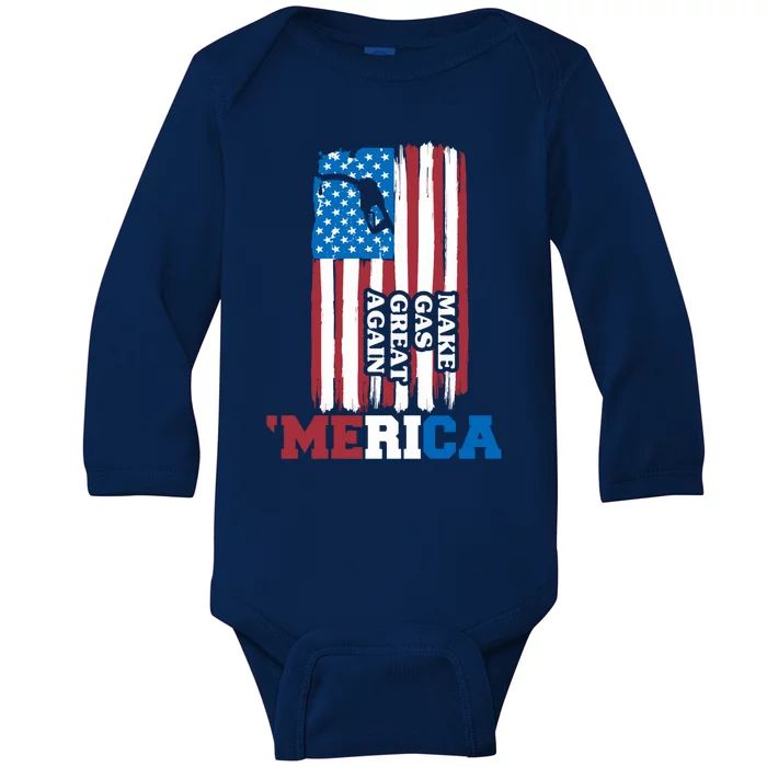 Make Gas Great Again Merica Petrol Pump Us Flag Gift Baby Long Sleeve Bodysuit