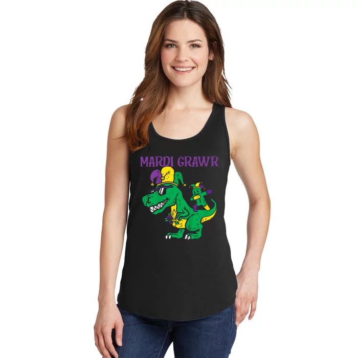 Mardi Gras Grawr Trex Voodoo Dab Dinosaur Ladies Essential Tank