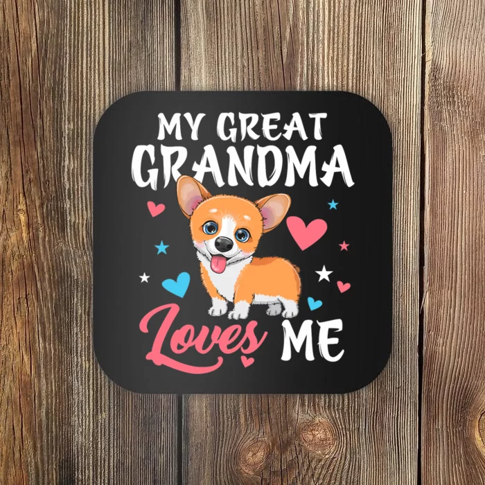 My Great Grandma Loves Me Corgi Dog For Mother's Day Coaster