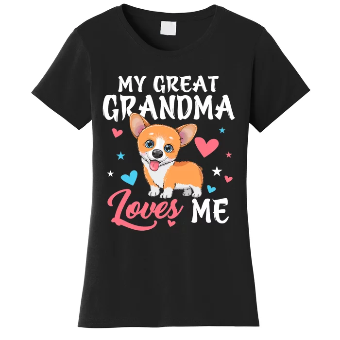 My Great Grandma Loves Me Corgi Dog For Mother's Day Women's T-Shirt