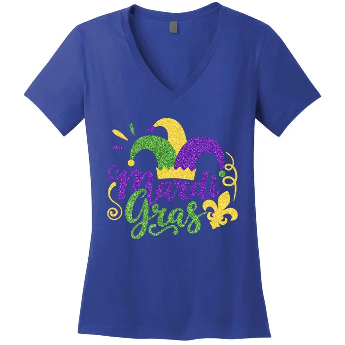 Mardi Gras Gift And Funny Capuchon Mardi Gras Gift Women's V-Neck T-Shirt