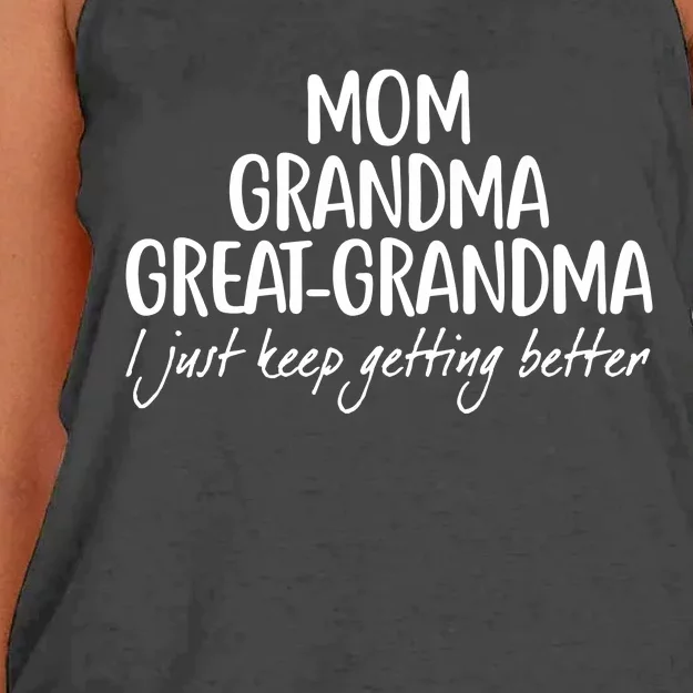 Mom Grandma Great Grandma I Just Keep Getting Better Women's Knotted Racerback Tank