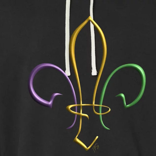 Mardi Gras Gold Purple Green Fleur De Lis Gift Garment-Dyed Fleece Hoodie