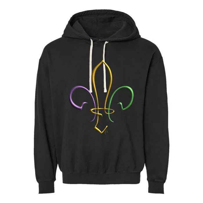 Mardi Gras Gold Purple Green Fleur De Lis Gift Garment-Dyed Fleece Hoodie