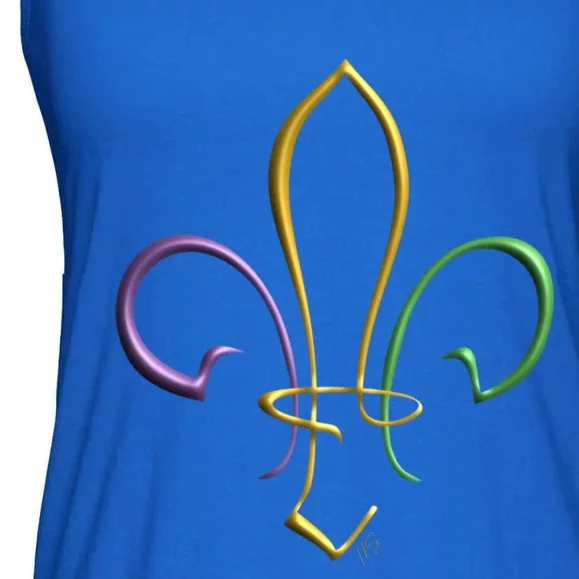 Mardi Gras Gold Purple Green Fleur De Lis Gift Ladies Essential Flowy Tank