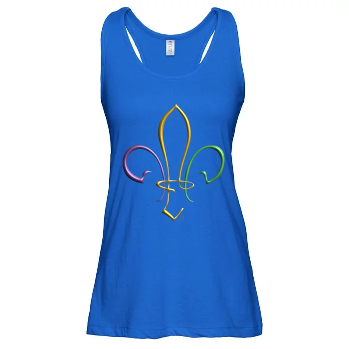 Mardi Gras Gold Purple Green Fleur De Lis Gift Ladies Essential Flowy Tank