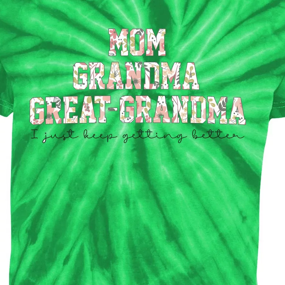 Mom Grandma Great Grandma Pregnancy Announcement Kids Tie-Dye T-Shirt