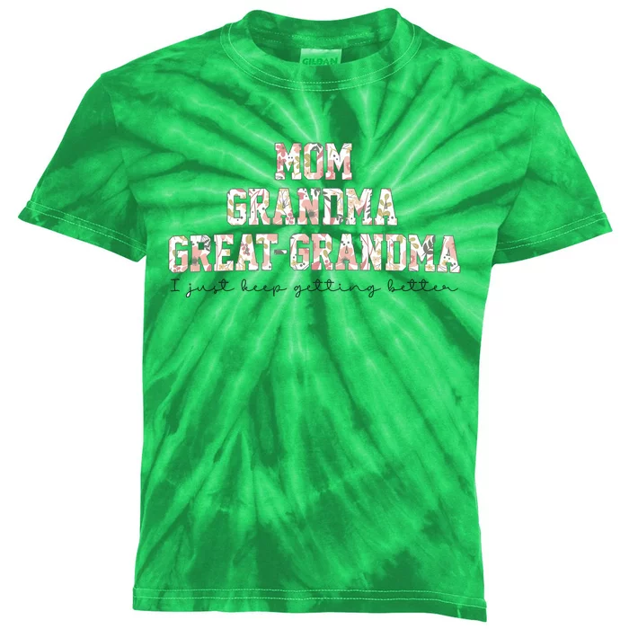 Mom Grandma Great Grandma Pregnancy Announcement Kids Tie-Dye T-Shirt