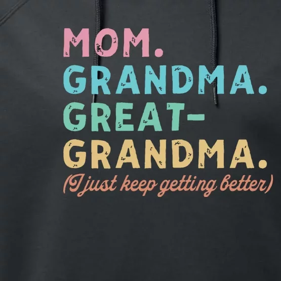 Mom Grandma Greatgrandma Performance Fleece Hoodie