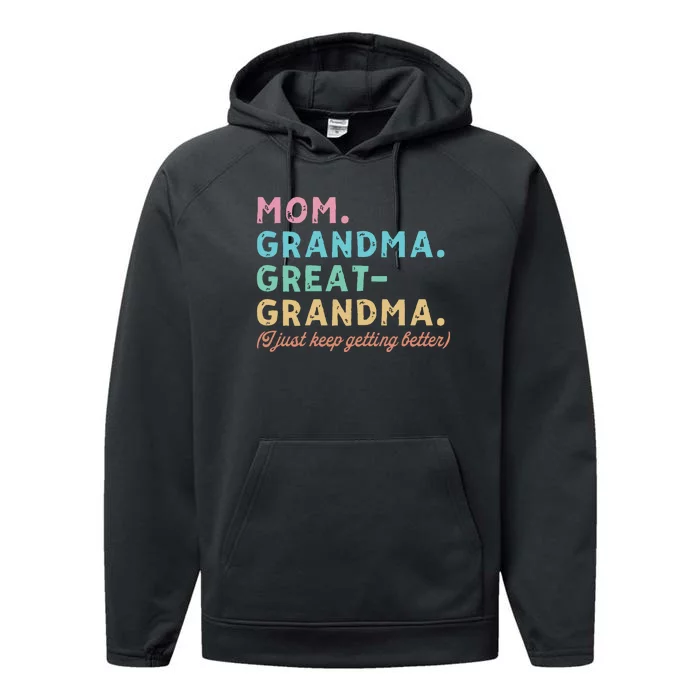 Mom Grandma Greatgrandma Performance Fleece Hoodie