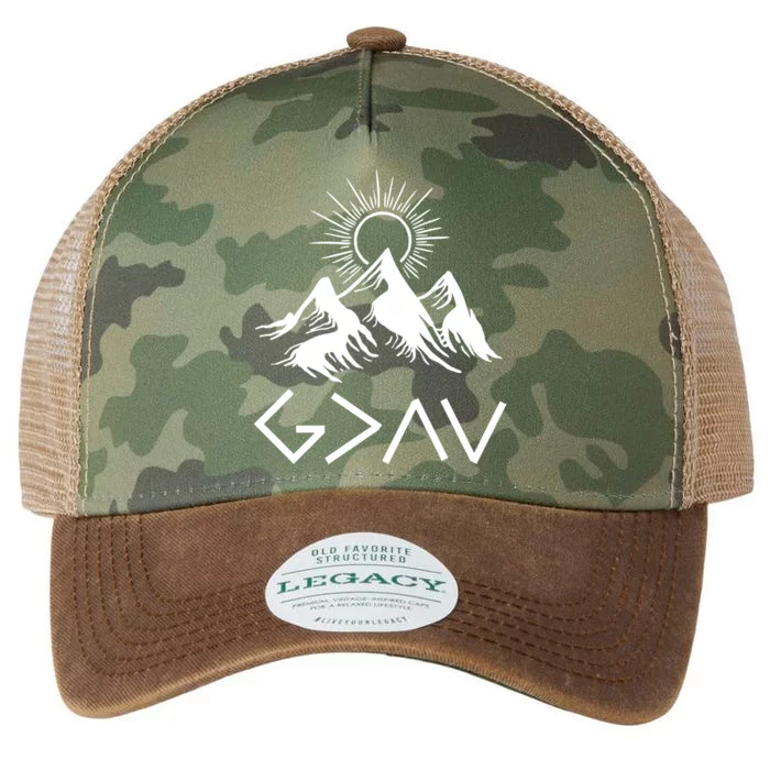 Mountain God Greater Than Highs Lows Religion Christian Gift Legacy Tie Dye Trucker Hat