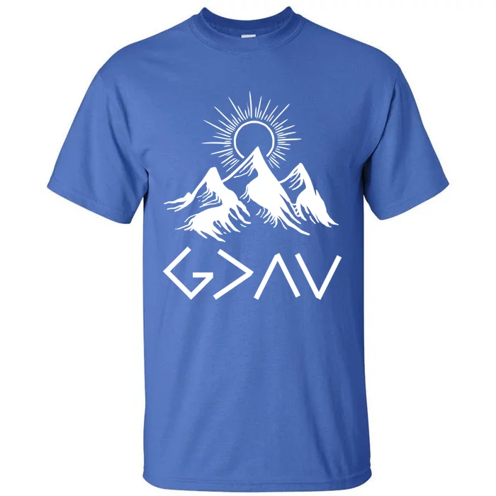 Mountain God Greater Than Highs Lows Religion Christian Gift Tall T-Shirt