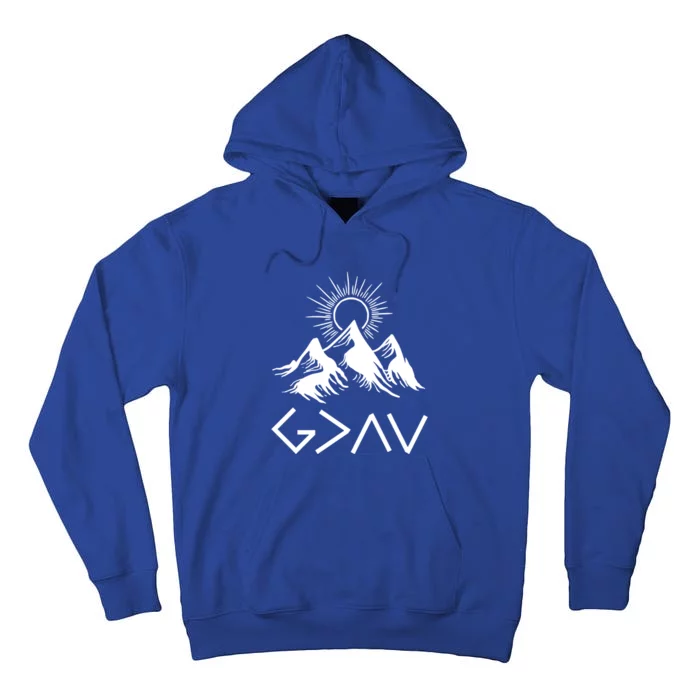 Mountain God Greater Than Highs Lows Religion Christian Gift Tall Hoodie