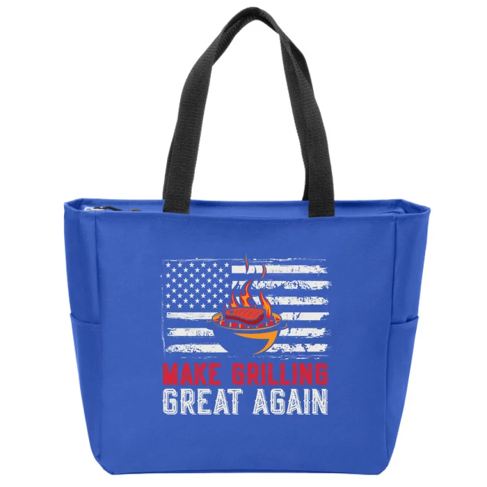 Make Grilling Great Again American Flag Griller Barbecue Top Funny Gift Zip Tote Bag