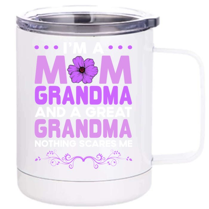 Mom Grandma Great Grandma Nothing Scare Me Funny Grandmother Cool Gift Front & Back 12oz Stainless Steel Tumbler Cup