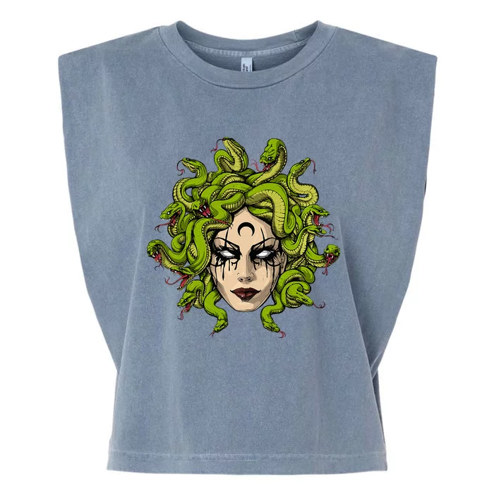 Medusa Greek Goddess Snakes Ancient Greece Mythology Gothic Garment-Dyed Women's Muscle Tee