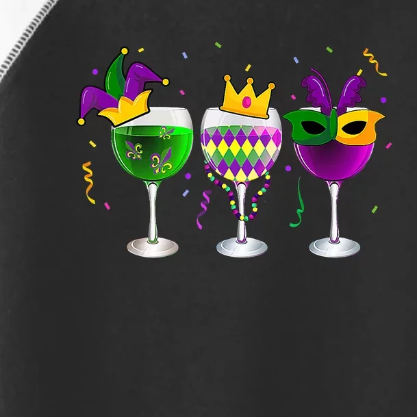 Mardi Gras Glass Of Wine Funny Drinking Wine Festival Parade Toddler Fine Jersey T-Shirt