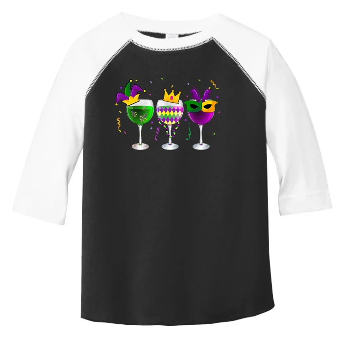 Mardi Gras Glass Of Wine Funny Drinking Wine Festival Parade Toddler Fine Jersey T-Shirt