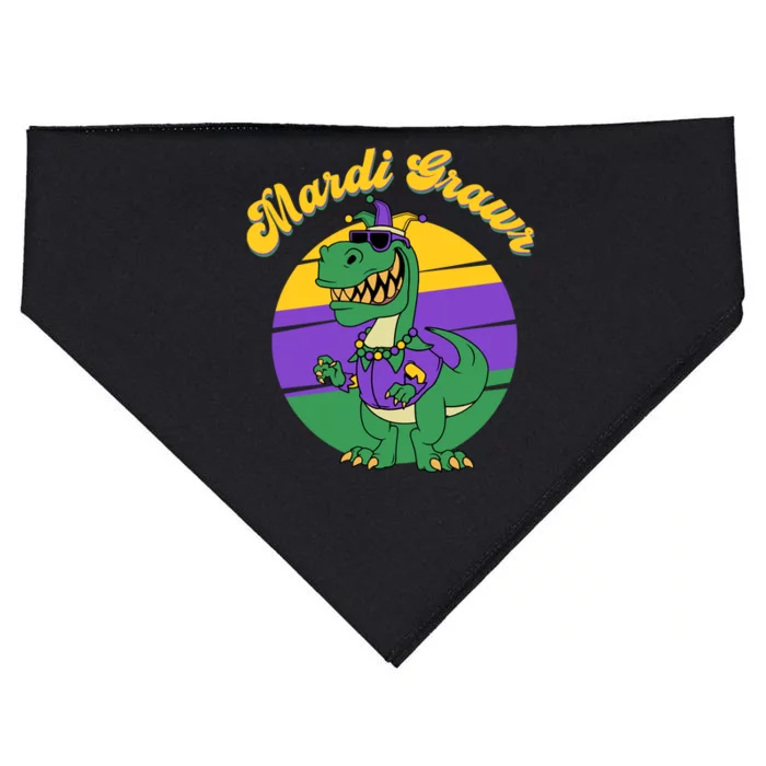 Mardi Gras Grawr T Rex Dinosaur Mardi Gras USA-Made Doggie Bandana