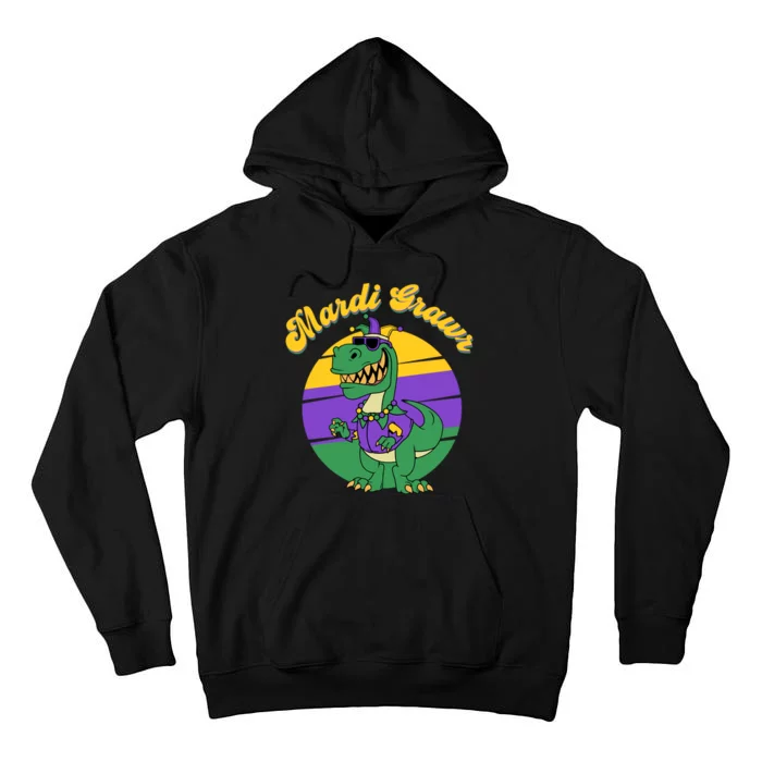 Mardi Gras Grawr T Rex Dinosaur Mardi Gras Tall Hoodie