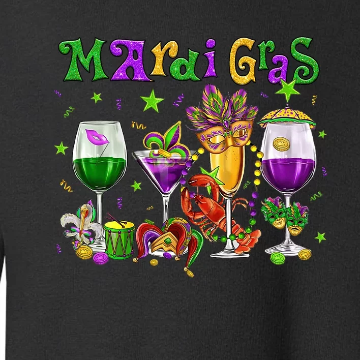 Mardi Gras Glass Of Wine Drinking Team Wine Festival Parade Toddler Sweatshirt