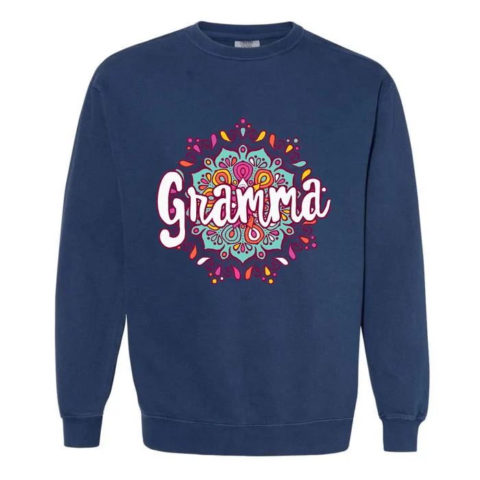 Mandala Gramma  Grandma Christmas Birthday Mothers Day Garment-Dyed Sweatshirt