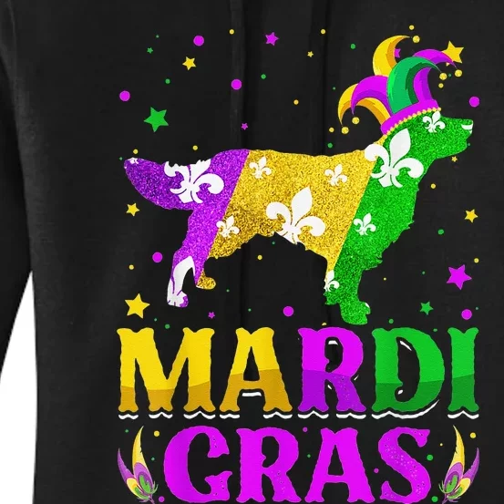 Mardi Gras Golden Retriever Dog Lover Carnival Jester Women's Pullover Hoodie