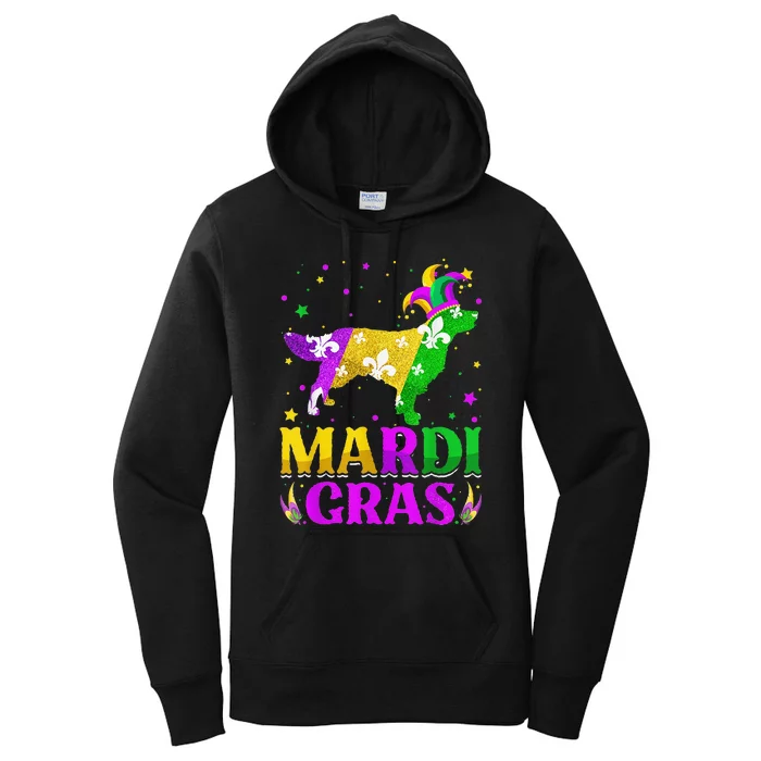 Mardi Gras Golden Retriever Dog Lover Carnival Jester Women's Pullover Hoodie