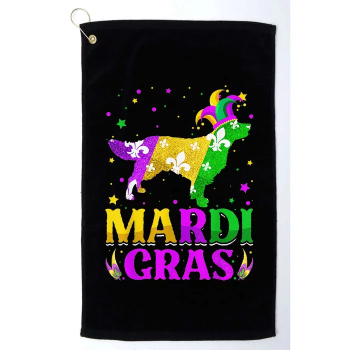 Mardi Gras Golden Retriever Dog Lover Carnival Jester Platinum Collection Golf Towel